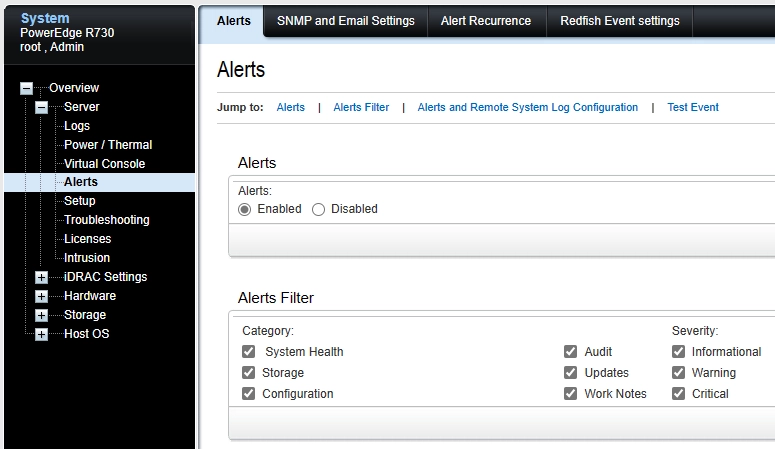 iDRAC Alert Settings