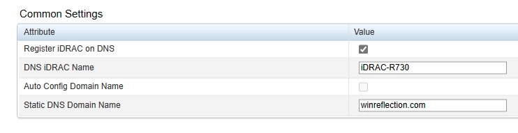 iDRAC Network Common Settings