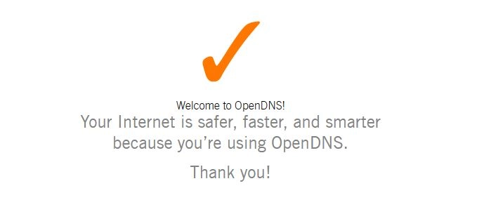 OpenDNS Welcome Page Checkmark
