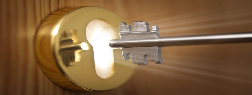 Key in Keyhole Emitting Light